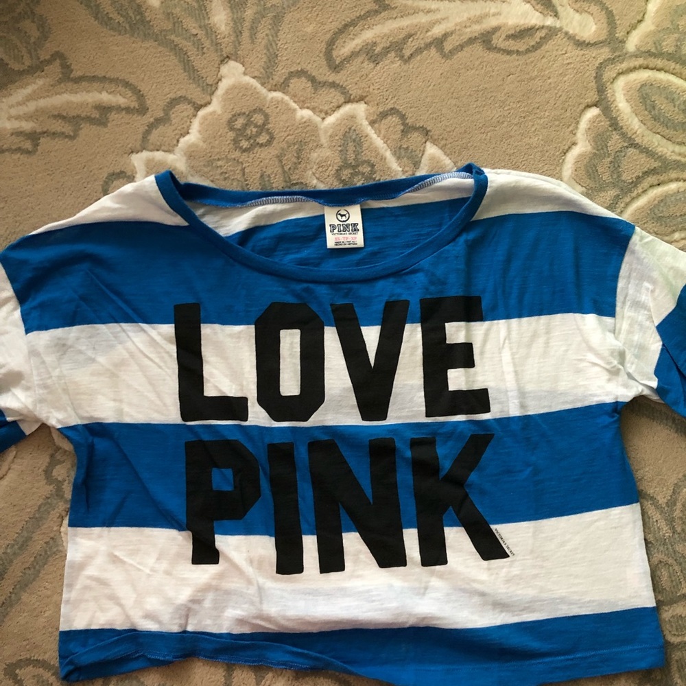 Royal Blue and White Crop Top